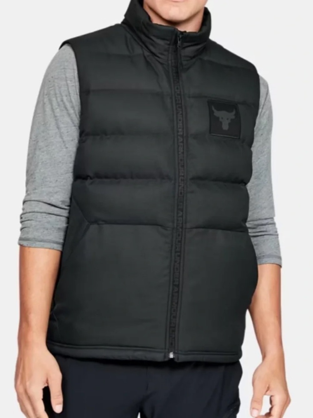 Under Armour x Project Rock 700 Fill Black Down Gorpcore Full Zip Puffer Vest XL